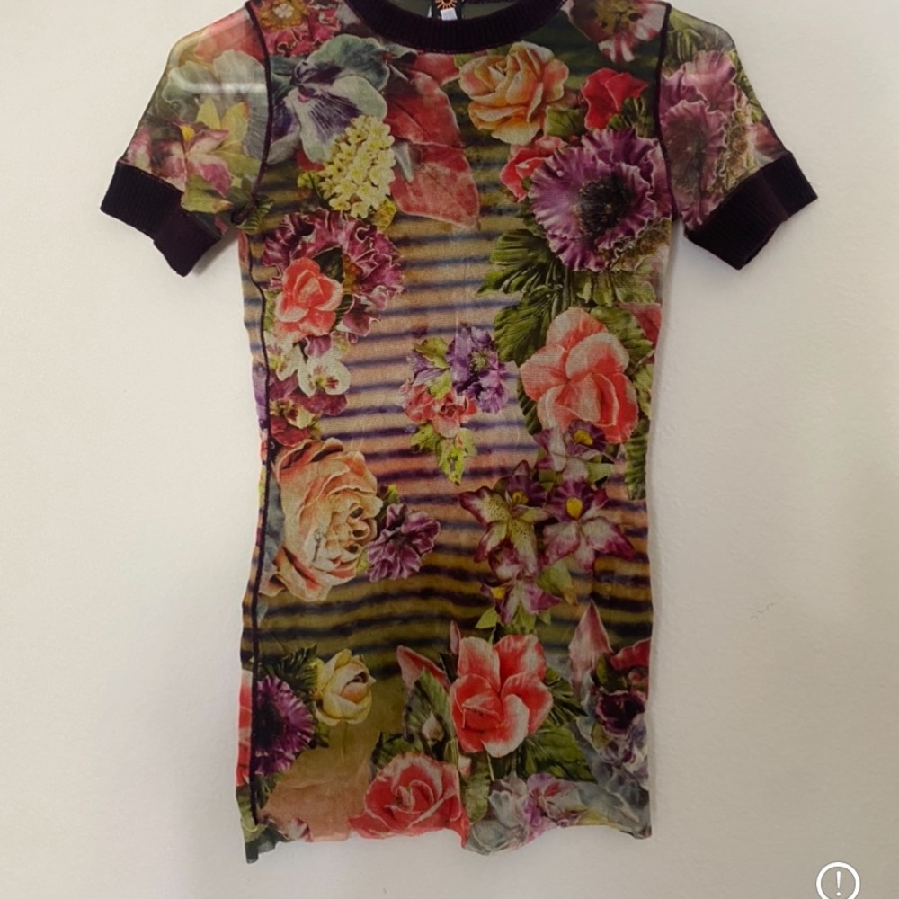 jean paul gaultier mesh floral top